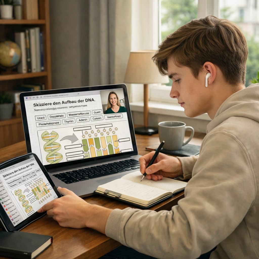 Oberstufenschüler im Live-Unterricht