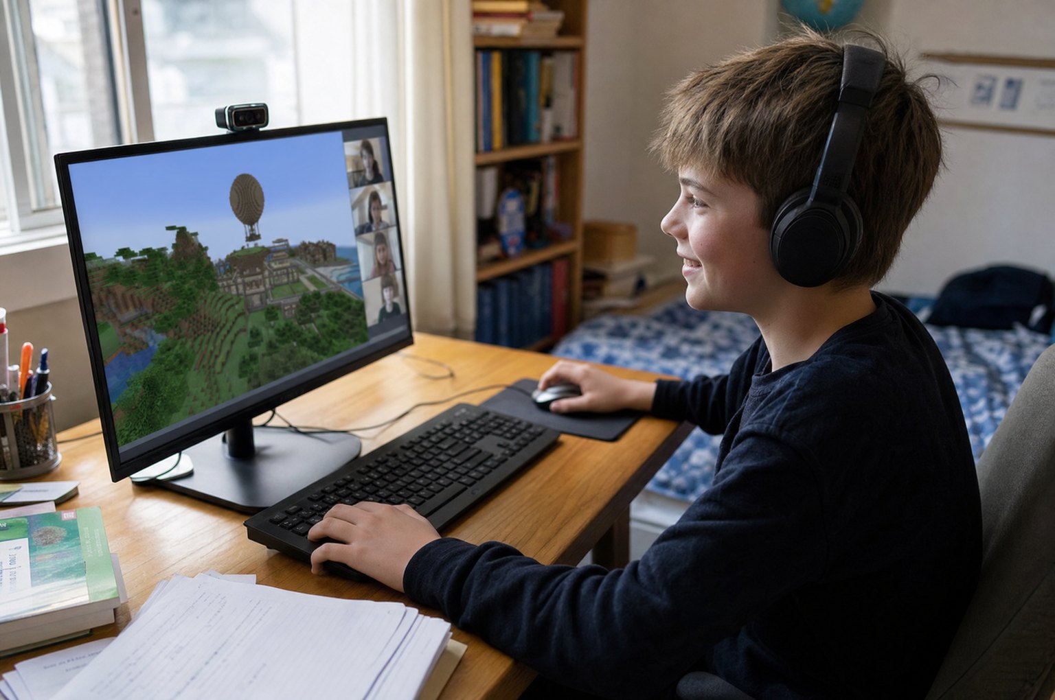Schüler in virtueller Schulgemeinschaft