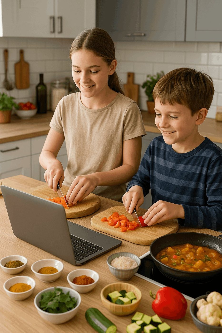 Kinder beim digitalen Kochabenteuer — Projektwoche WvH